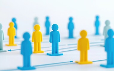 Colorful figures representing teamwork and communication, showcasing collaboration and connection.