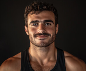 Obraz premium Fitness strong man portrait, male portrait close up