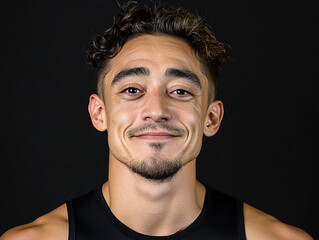 Fototapeta premium Fitness strong man portrait, male portrait close up