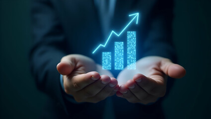 Holographic Profit Scalability Icon: Financial Management Concept