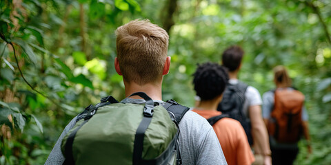 Hikers with Backpacks in a Forest