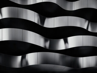Curved architectural facade with undulating patterns, enhancing the visual rhythm of the urban landscape.