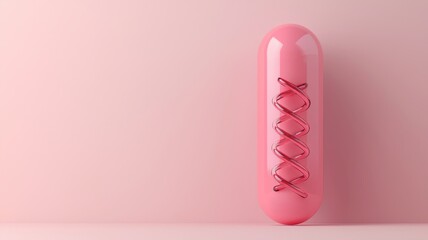 Pink Capsule with DNA Helix Healthcare Science Genetic Concept