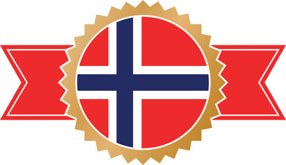 Obraz premium simple gold award ribbon banner with flag of Norway