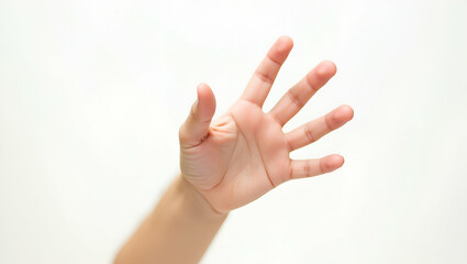 Small infant fingers isolated clean white backdrop brand purity synergy new life concept marketing emotional brand narrative concept as Tiny hand detail emphasizes delicate innocence brand approach pa