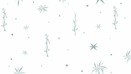 Obraz premium Flat Bamboo and stars seamless pattern celestial isolated white background ideal for night textiles branding packaging concept as Celestial bamboo and stars seamless pattern on white background perfec