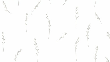 Fototapeta premium Elegant Heather Sprigs Seamless Pattern on White Background: Perfect for Wedding Textiles, Branding, and Packaging Designs with Ample Empty Space on the Left