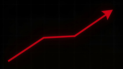 Flat Animation of a Red Graph on a White Grid Against a Black Background: A Simple, Cute Vector Illustration for Smart Business Presentations