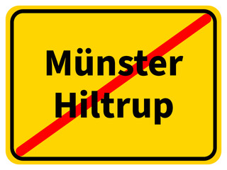 Illustration eines Stadtausgangsschildes von Hiltrup, einem Stadtteil der Stadt Münster