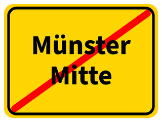 Obraz premium Illustration eines Stadtausgangsschildes von Mitte, einem Stadtteil der Stadt Münster