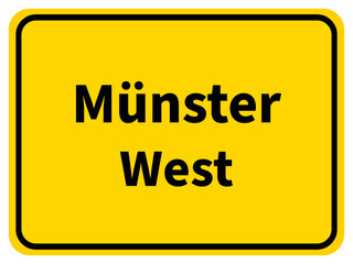 Illustration eines Stadteingangsschildes von West, einem Stadtteil der Stadt Münster
