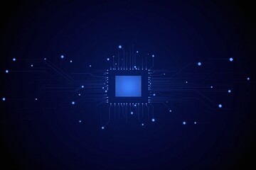 blue circuit board with a blue light on it