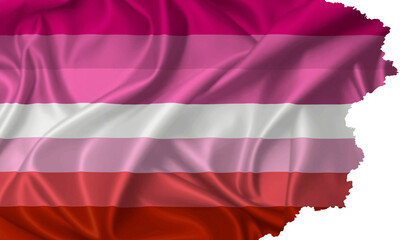 Lesbian Community Flag vector with torn edges on a transparent background 