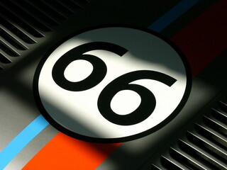 Französischer Tourenwagen mit Heckmotor der Sechzigerjahre mit der Startnummer 66 in der...