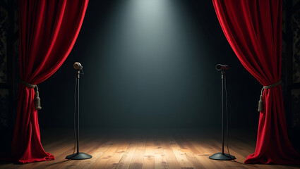 Theater Spotlight and Playwright Tools: A Creative Border Frame with Copy Space for World Theatre Day - Perfect for Showcasing Your Artistic Vision in Photo Stock Concepts