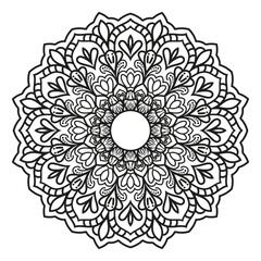 Mandala Coloring book page design. Simple Mandala coloring design for beginners, seniors and children. Mehndi flower pattern for Henna drawing and tattoo.