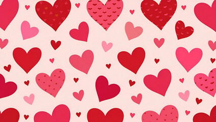 Valentine hearts seamless tile pattern with romantic red and pink hues for love themed home decor concept as Romantic red and pink hearts arranged seamlessly to create love themed Valentines home deco