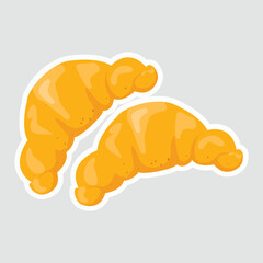 Croissant Pastry Vector Illustration Sticker. A tasty vector sticker of two golden croissants, perfect for bakery branding, food-related designs, and culinary projects