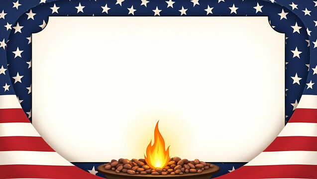 Patriotic Memorial Day Frame with Stripes & Eternal Flame Design