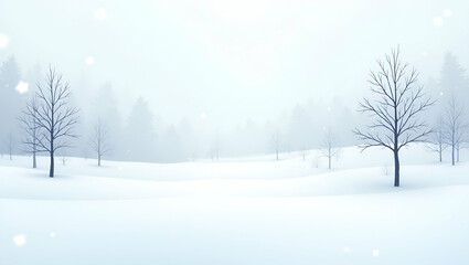 Fototapeta premium Peaceful Winter Whites Seamless Pattern: Flat Vector Illustration of Bare Trees, Soft Snowflakes, and Icy Visuals for a Tranquil Forest Scene - Perfect for Winter-Themed Designs