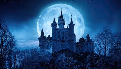  Gothic castle at night 