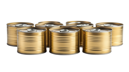 tin can in row isolated on transparent background. 