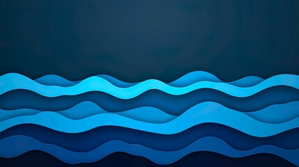 Fototapeta premium Elegant Abstract Blue Waves Digital Background with 3D Layered Effect