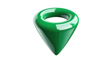 green 3d location pin icon with a base isolated on white background