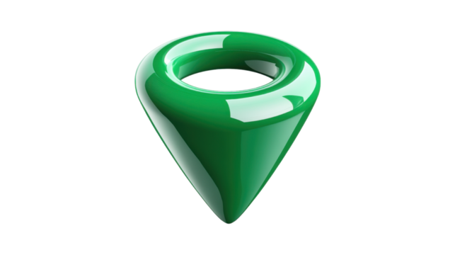 green 3d location pin icon with a base isolated on white background