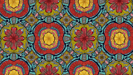 Vibrant Balinese Batik Seamless Tile Pattern: Traditional Motifs for Cultural Decor in a Cute Vector Illustration for Smart Business Home Design