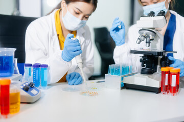 Scientists, beakers, and microscopes in cutting-edge research. Perfect for science and technology projects.