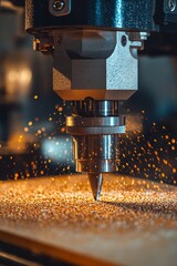 CNC Router Machine in Action Cutting and Engraving Wood, Woodworking, and Manufacturing Processes