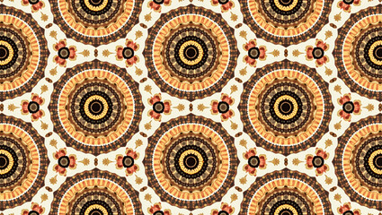 Fototapeta premium Harmonious Flat Ethnic Patterns: Circular Motifs in Earthy Tones