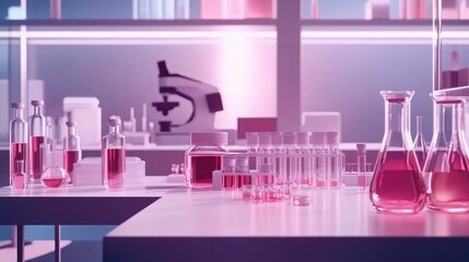 Laboratory setting for scientific research focused on testing therapeutic vaccines, where lab assistants gather blood samples from patients and conduct chemical reactions. Laboratory concept.