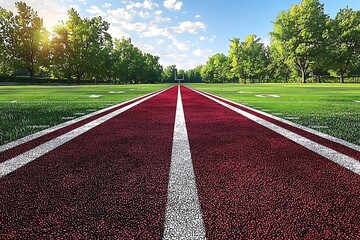 Football Field Track, Sunny Day