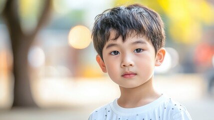 Young Asian boy exhibiting a concerned expression due to itching or skin irritation, addressing children's allergies and their connection to skin care and health in daily life.