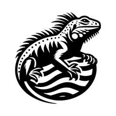 Tribal Iguana Design on a Sphere