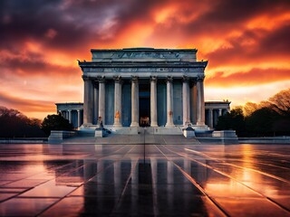Obraz premium Ancient Structure at Sunset with Dramatic Sky