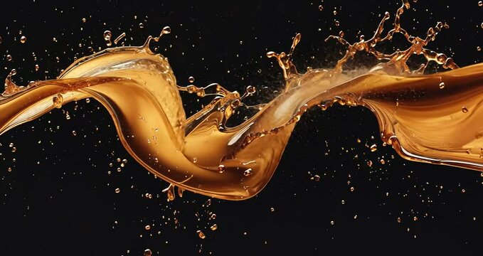 Dynamic splash of liquid on black background showcasing motion and texture