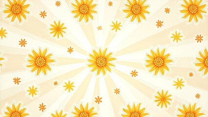 Bright summer seamless pattern with floral blooms and radiant sun beams for a lively cheerful vibe concept as Cheerful floral summer pattern with vibrant blooms and radiant sun beams perfect for brigh