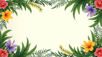 Naklejka premium Lush Sukkot Frame with Vibrant Greenery & Floral Elements for Personalized Text in Photo Stock