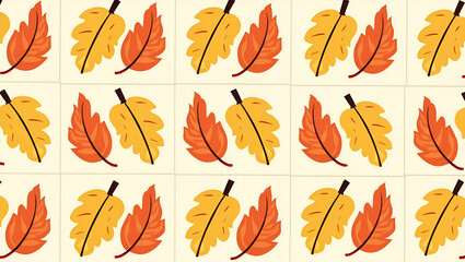 Seamless Tile Pattern of Autumn Leaves with Apples and Gourds for Festive Fall Decor - Vibrant Home Decor Concept with Empty Space for Customization in Photo Stock
