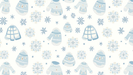 Snowflake and mittens seamless tile pattern with cozy winter elements and icy accents concept as Cozy mittens paired with snowflakes create a seamless tile pattern with icy accents perfect for winter 