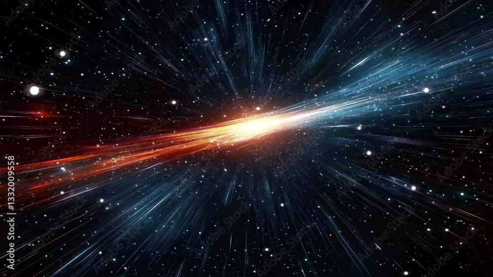 Wall mural seamless loop of white lights streak futuristic towards space animation background