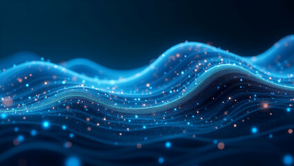 Futuristic Flat Seamless Tile Design: Abstract Digital Waves & Circuits in Cool Tones for Smart Business