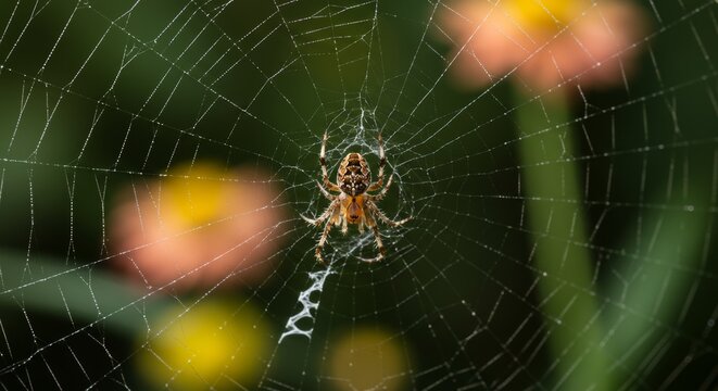 close up shot spider on a web
