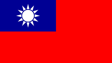 Taiwan national flag with sun emblem displayed prominently against a vibrant red background © NTGUILTY