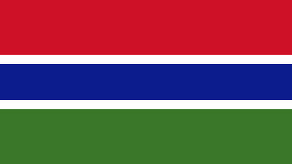 Colorful flag of Gambia displayed prominently with distinct horizontal stripes representing national identity and unity