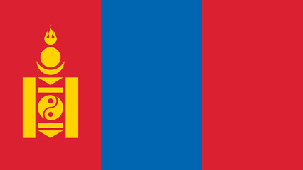 Mongolian flag featuring vibrant colors and traditional symbols representing national identity and heritage
