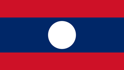 National flag of Laos with red, blue, and white colors displayed prominently